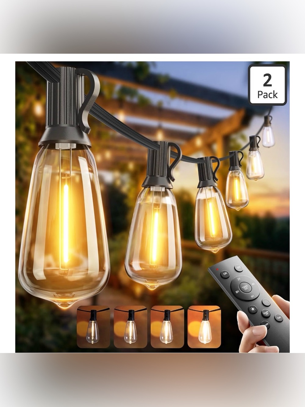 LED Edison Bulb Patio String Lights with Remote - Warm Amber Glow